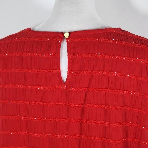 Liz Claiborne Red Sleeveless Top with Bubble Hemline and Sparkly Accents Size 1X - Picture 6 of 9
